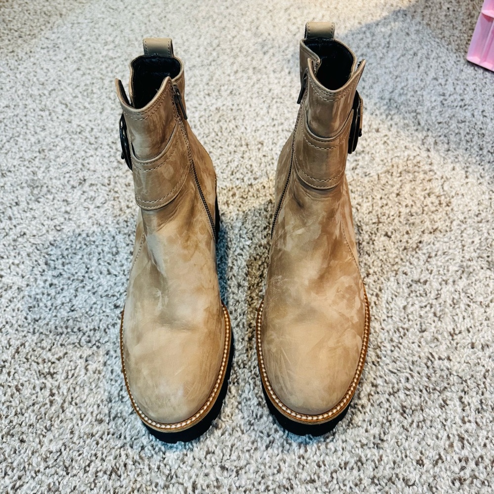 NWOB Paul Green Tan Nubuck Leather Buckle Ankle Dynamic Boot EU 4.5/US 7 - Picture 3 of 10